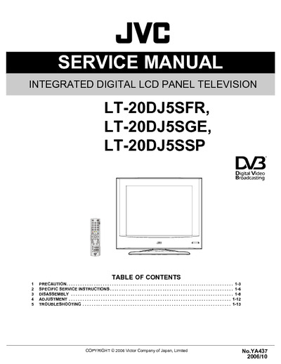 JVC LT20DJ5SFR LCD TV SM