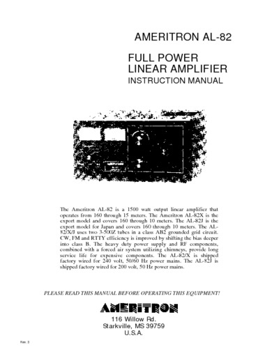 Ameriton AL-82 Amplifier