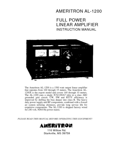 Ameriton AL-1200 Amplifier