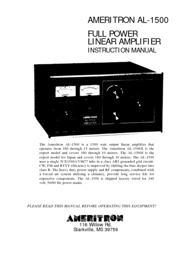 Ameriton AL-1500 Amplifier