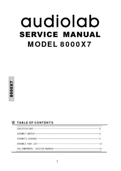 AudioLab 8000X7 service manual