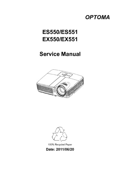 Optoma ES550 ES551 EX550 EX551