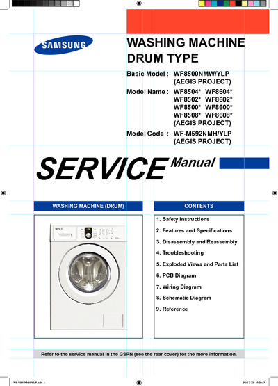 Samsung Wf8500nmw Service Manual