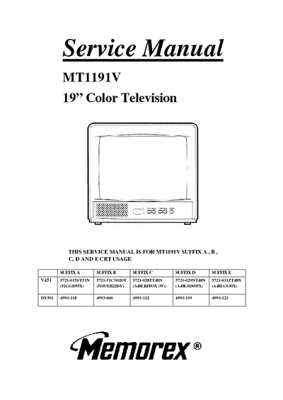 Memorex MT1191V CRT TV SM