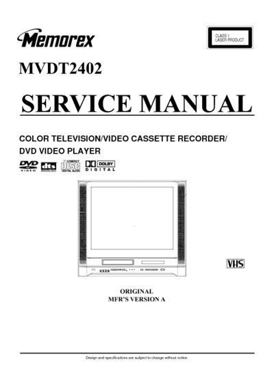 Memorex MVDT2402 TV+VCR+DVD SM