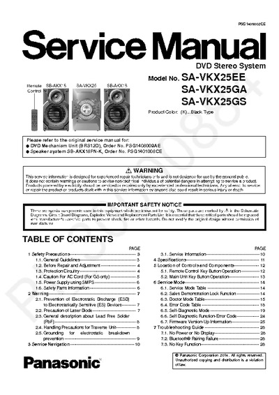 Panasonic SA-VKX25EE/GA/GS