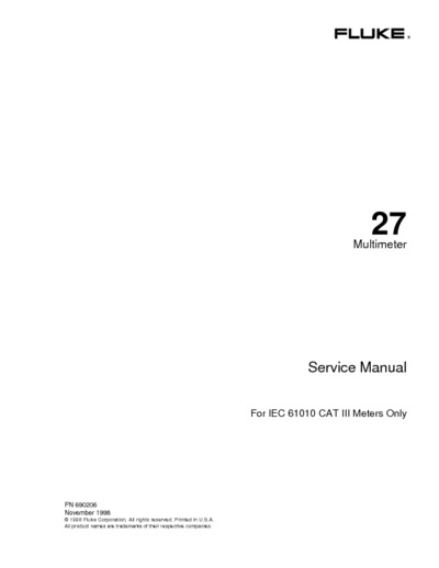 Fluke 27 multimeter service manual