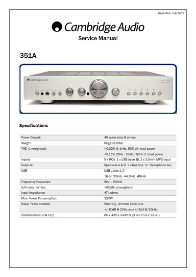 Cambridge Audio Azur 351A Amplifier