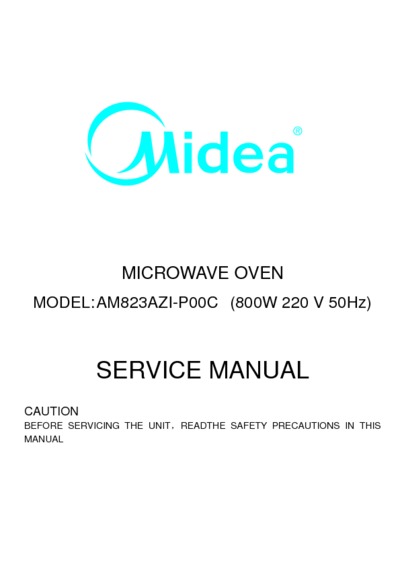 Midea MD823X, AM823AZI-P00C Microwave Oven