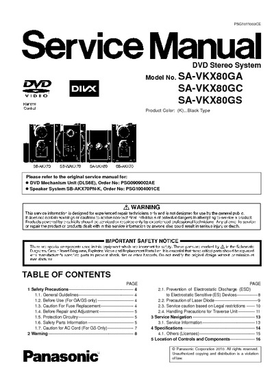Panasonic SA-VKX80 Series