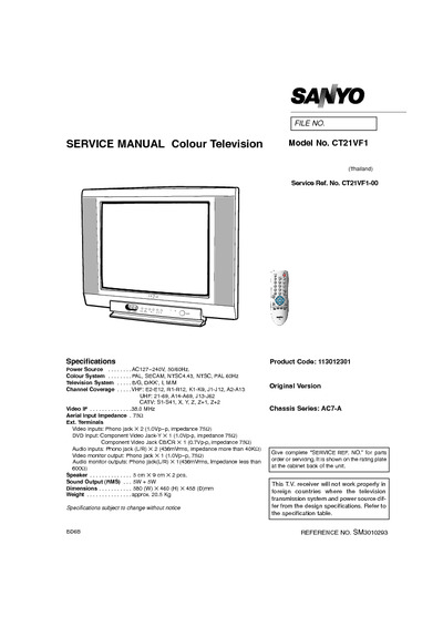 Sanyo CT21VF1 Chassis AC7-A