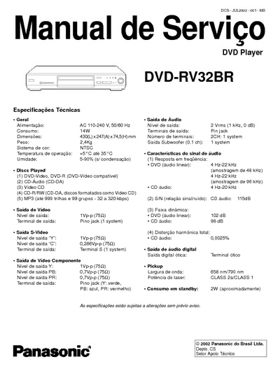 DVD Panasonic RV32BR