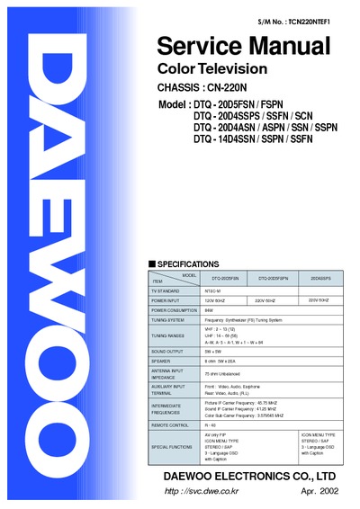 Daewoo DTQ-20D5 Chassis CN-220N