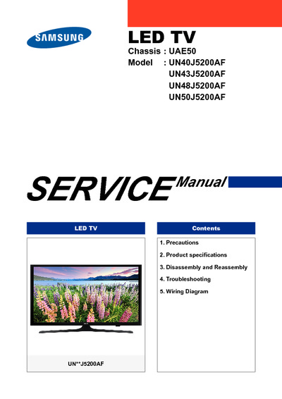 Samsung UN40J5200AF Chassis UAE50, Service Manual, Repair Schematics