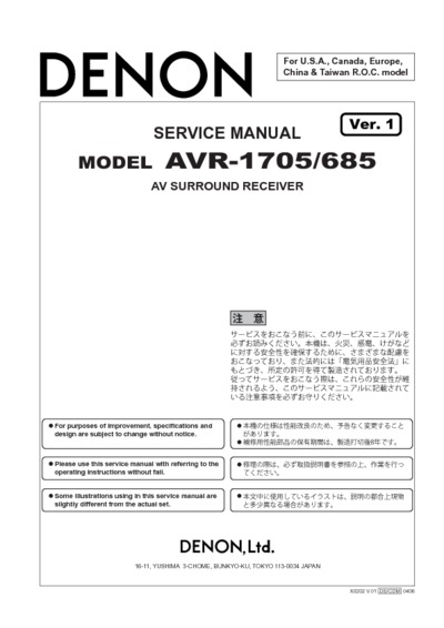 Denon AVR-1705, AVR-685