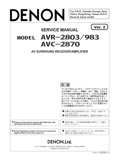 Denon AVR-2803, AVR-983, AVC-2870