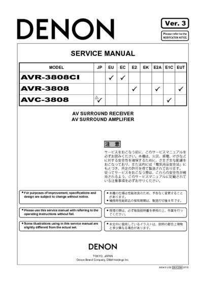 Denon AVR-3808, AVC-3808