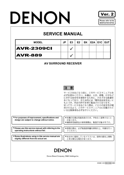 Denon AVR-2309, AVR-889