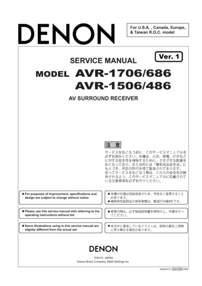 Denon AVR-1706, AVR-1506, AVR-686, AVR-486