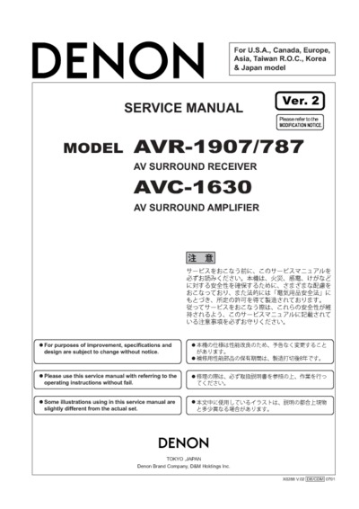 Denon AVC-1630, AVR-1907, AVR-787