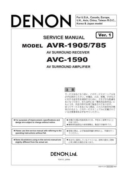 Denon AVR-1905, AVR-785, AVC-1590