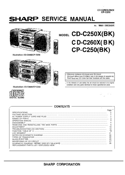 SHARP CD-C250X, CD-C260X
