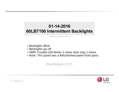 LG 60LB7100 intermittent backlights