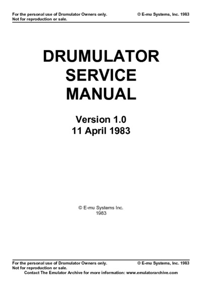 EMU DRUMULATOR SERVICE MANUAL