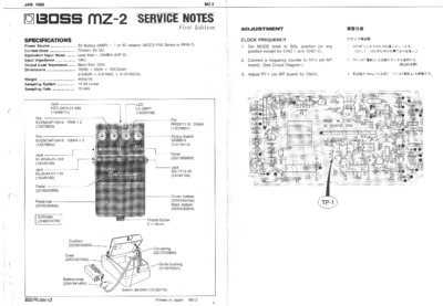 BOSS MZ-2 SERVICE NOTES