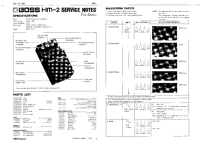 BOSS HM-2 SERVICE NOTES