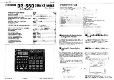 BOSS DR-660 SERVICE NOTES