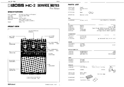 BOSS HC-2 SERVICE NOTES