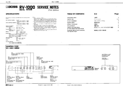 BOSS RV-1000 SERVICE NOTES