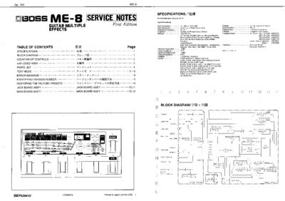 BOSS ME-8 SERVICE NOTES