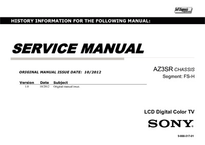 Sony KD-84X9000, XBR-84X900 Chassis AZ3SR FS-H