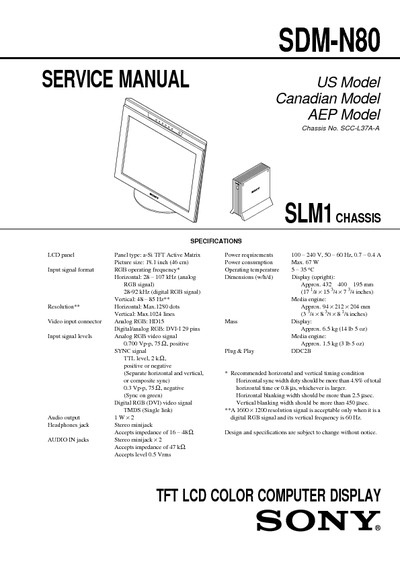TFT Monitor SDM-N80 - Chassis SLM1