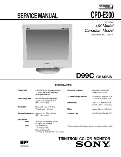 SONY CPD-E200 Chassis D99C