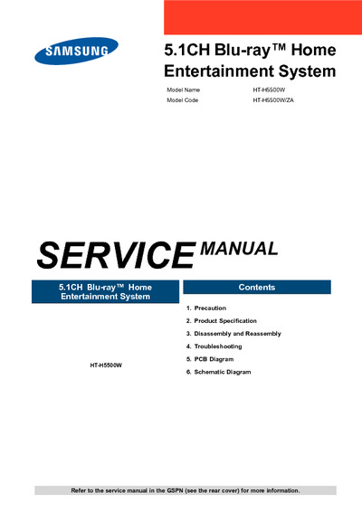 Samsung HT-H5500W ZA, Service Manual, Repair Schematics