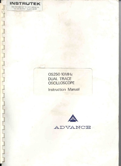 Advance OS250 - Oscilloscope 10MHz Dual Trace