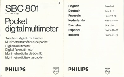 Philips SBC801 - digital multimeter user manual