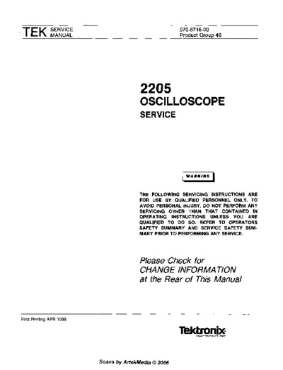 Tektronix - Oscilloscope  2205