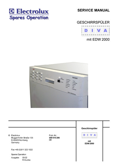 Electrolux EDW2000 dishwasher