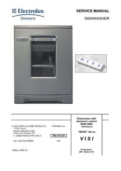 Electrolux EDW2000 DIVA VISI dishwasher