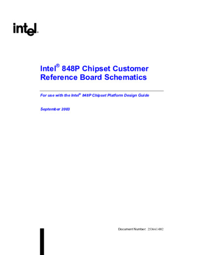 INTEL 848P CHIPSET CUSTOMER REFERENCE BOARD