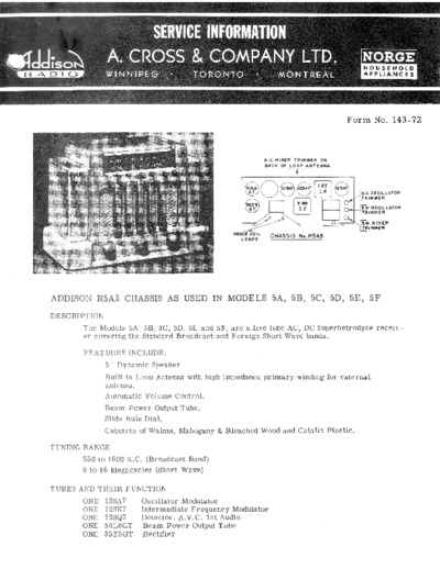 Addison 5A-5F Service Manual