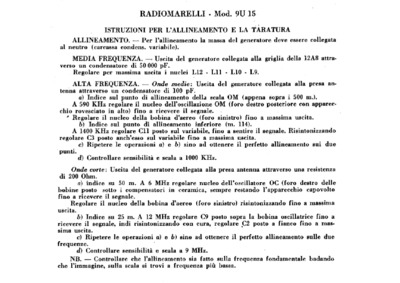 Radiomarelli 9U15 alignment