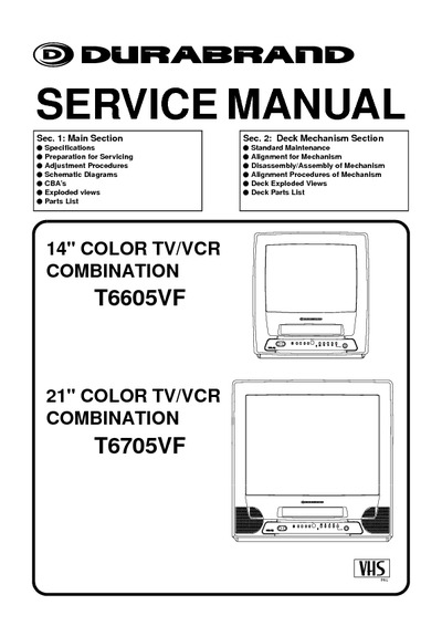 DURABRAND T6605VF, T6705VF Service Manual