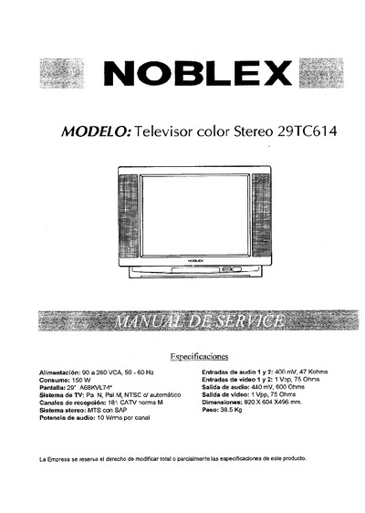 Noblex 29TC614 Chassis DY-800