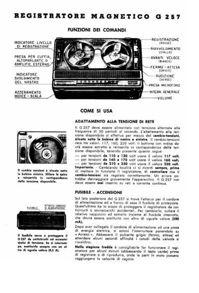Geloso G257 Tape Recorder manual