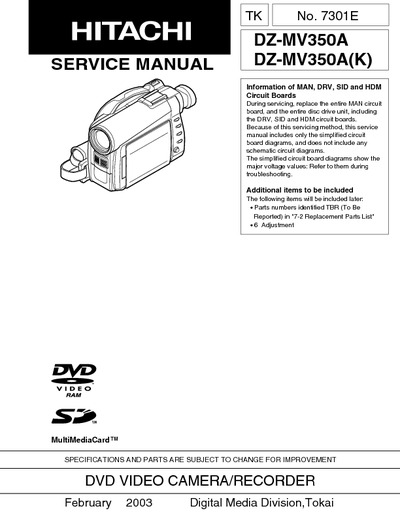 Hitachi DVD Camcorder DZ-MV350A